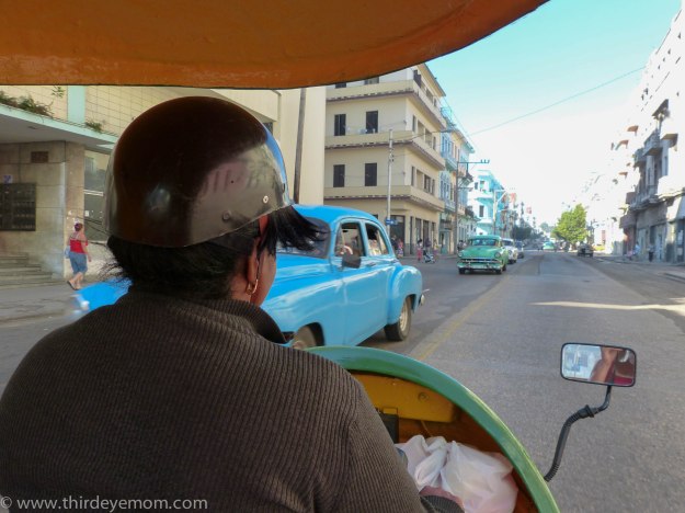 Taking a Coco Taxi in Havana